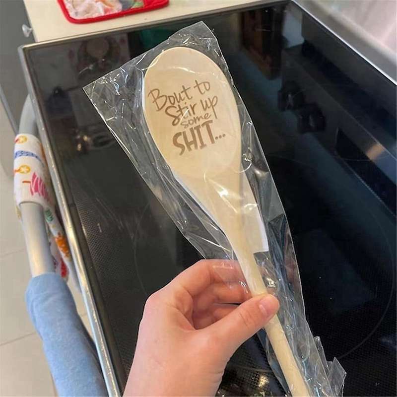 2x Funny Spoons,Bout to Stir Up Some Shit Engraved Funny Wooden Spoon,Unique Wooden Spoon