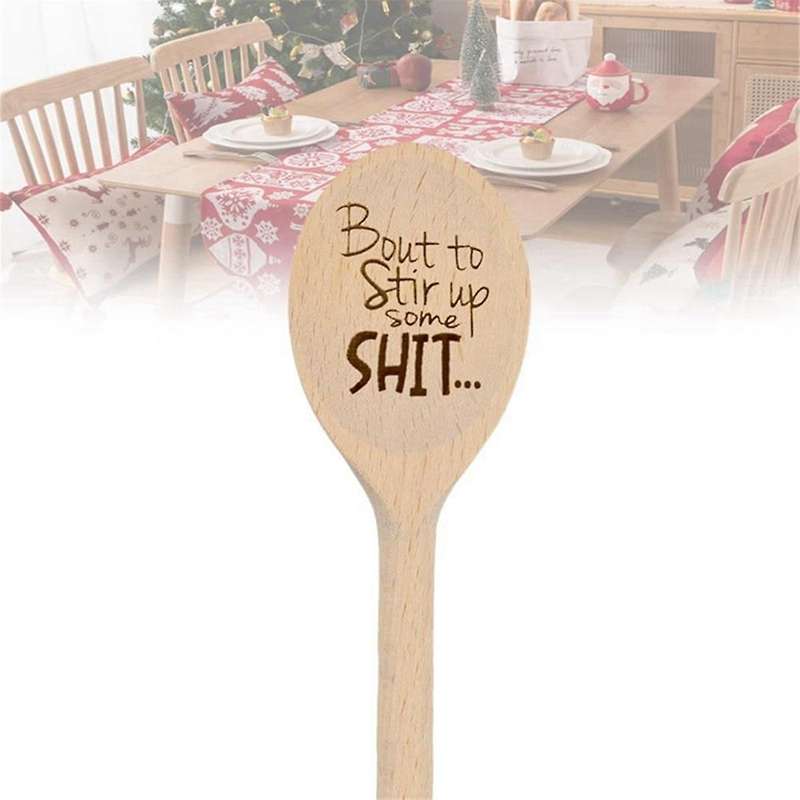 2x Funny Spoons,Bout to Stir Up Some Shit Engraved Funny Wooden Spoon,Unique Wooden Spoon