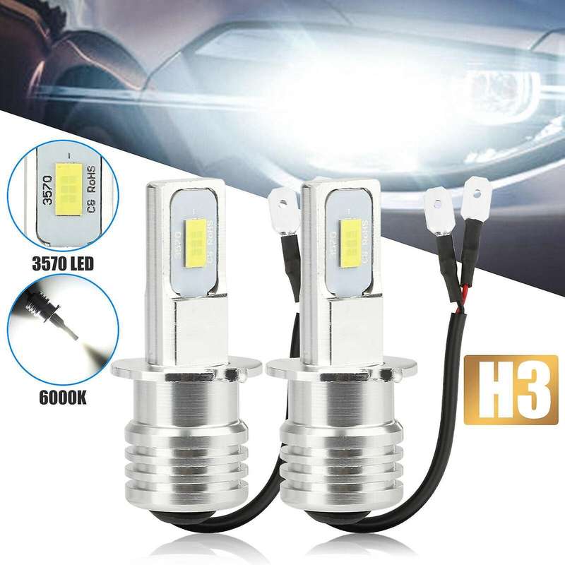 2X H3 Super -LED Headlight Kit 100W 10000LM Fog DRL Bulbs 6000K White
