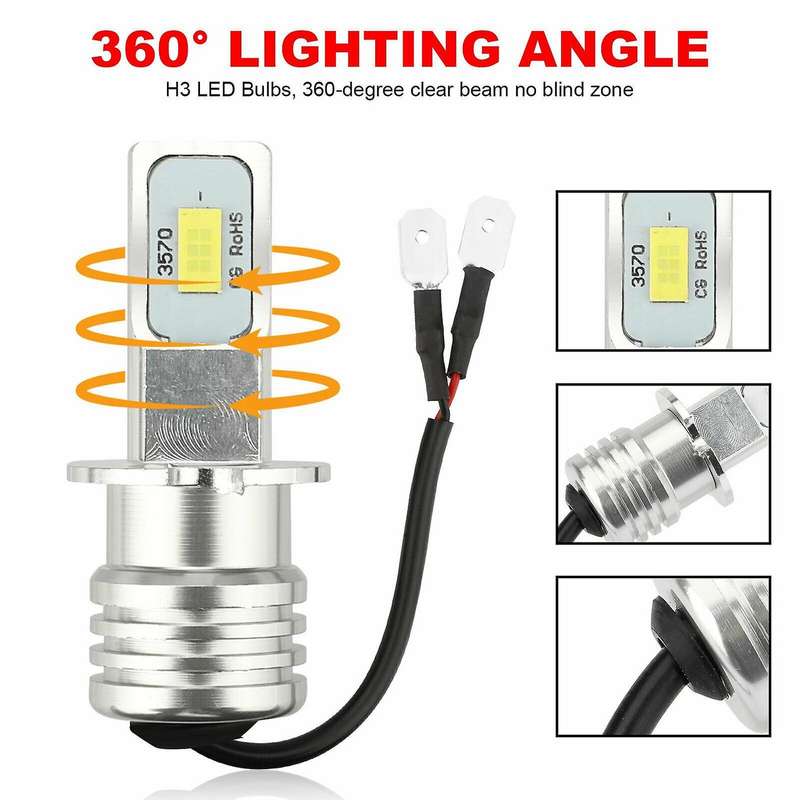 2X H3 Super -LED Headlight Kit 100W 10000LM Fog DRL Bulbs 6000K White