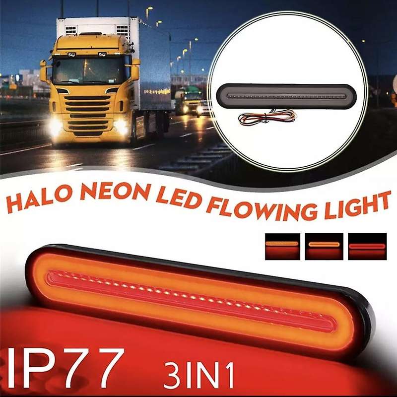 2X Halo Neon 100LED Stop Flowing Turn Signal Brake Rear Tail Light Trailer Truck