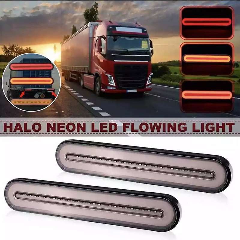 2X Halo Neon 100LED Stop Flowing Turn Signal Brake Rear Tail Light Trailer Truck