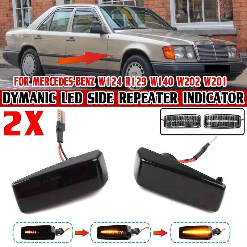 2X LED Dynamic Side Maker Repeater Lights Turn Signal Lamp for C E S SL W201 190 W202 W124 W140 R12