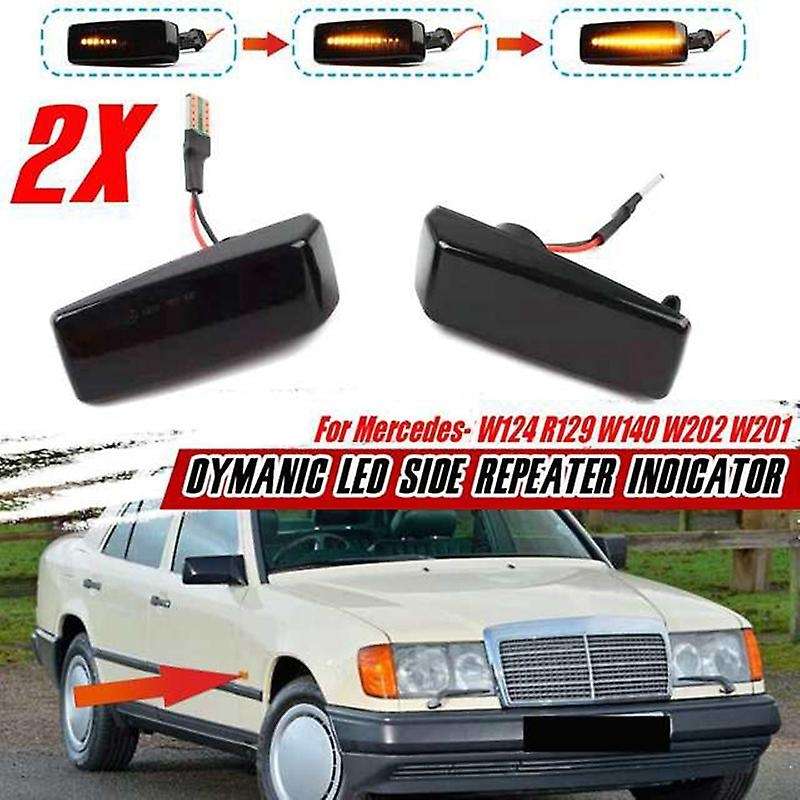 2X LED Dynamic Side Maker Repeater Lights Turn Signal Lamp for C E S SL W201 190 W202 W124 W140 R12