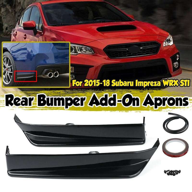 2X Rear Bumper Lip Spats Splitters Diffuser Canard Protector for 2015-2019 Glossy Black