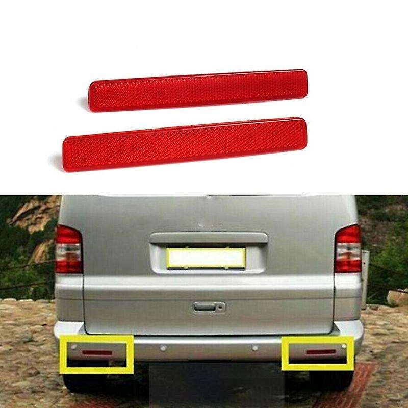 2X Red Lens Rear Bumper Reflective Marker Warning Light Reflector for Transporter T5 2003-2009