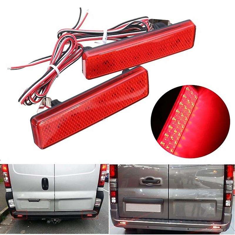 2X Red Car Rear Bumper Reflector Signal LED Tail Stop Brake Light for Opel Vivaro Movano