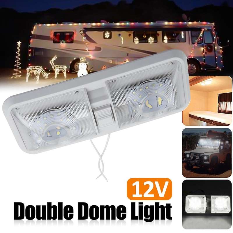 2X RV Interior Led Ceiling Light Boat Trailer Single Dome 12V 280LM Dimmer