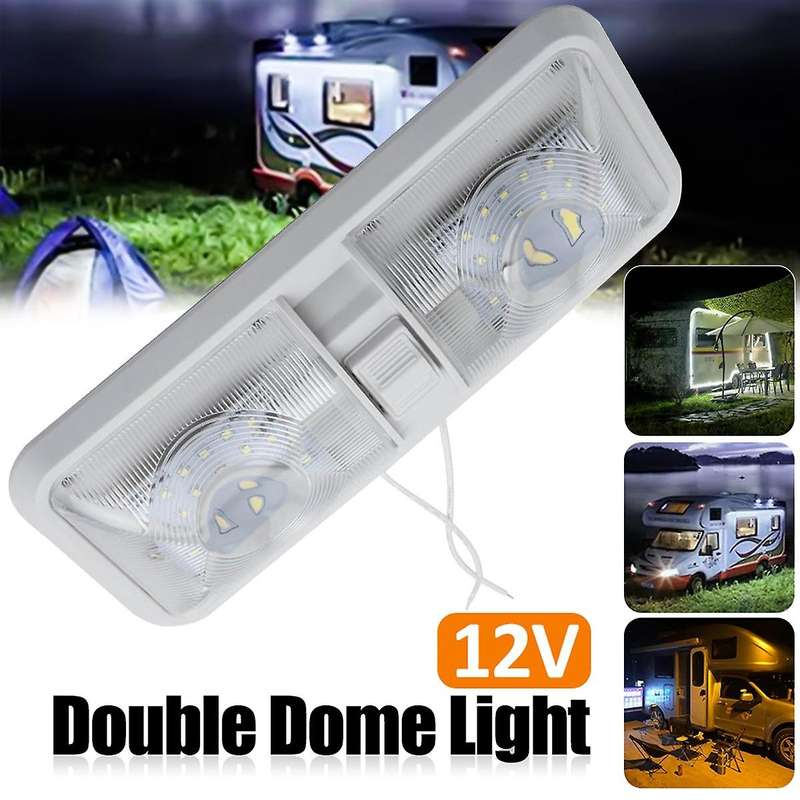 2X RV Interior Led Ceiling Light Boat Trailer Single Dome 12V 280LM Dimmer