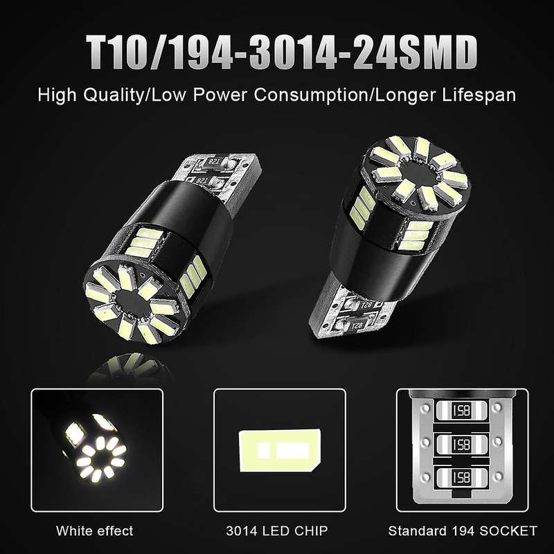 2X T10 501 194 W5W 24SMD LED Car HID CANBUS Error Free Wedge Light Bulb Clearance Side Marker Lights