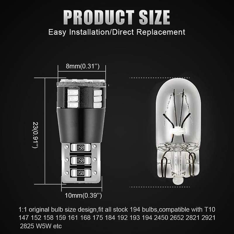 2X T10 501 194 W5W 24SMD LED Car HID CANBUS Error Free Wedge Light Bulb Clearance Side Marker Lights