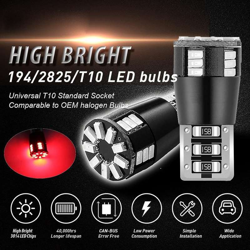 2X T10 501 194 W5W 24SMD LED Car HID CANBUS Error Free Wedge Light Bulb Clearance Side Marker Lights