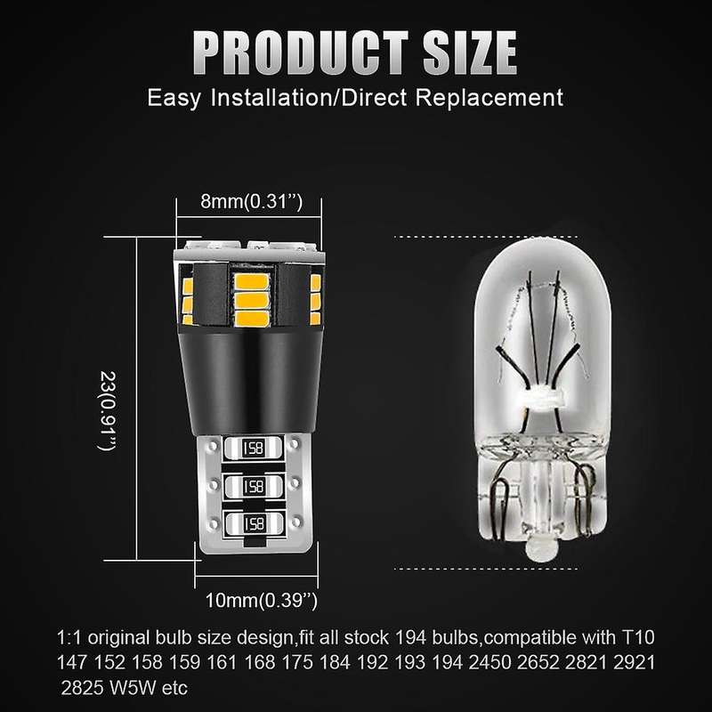2X T10 501 194 W5W 24SMD LED Car HID CANBUS Error Free Wedge Light Bulb Clearance Side Marker Lights