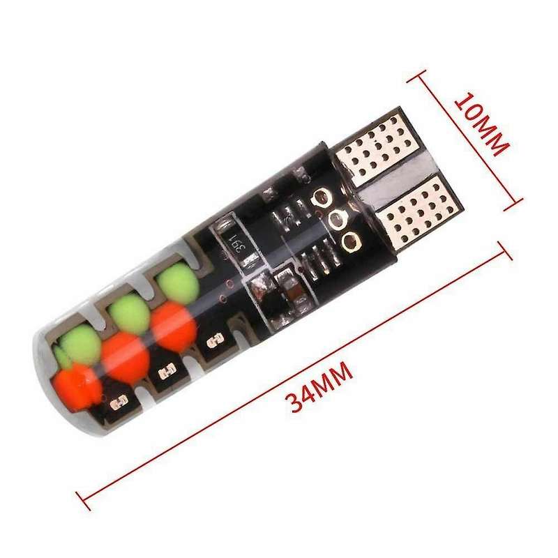 2X T10 5050 W5W 6 SMD Remote Control RGB LED Car Dome Reading Lights Lamp Bulb