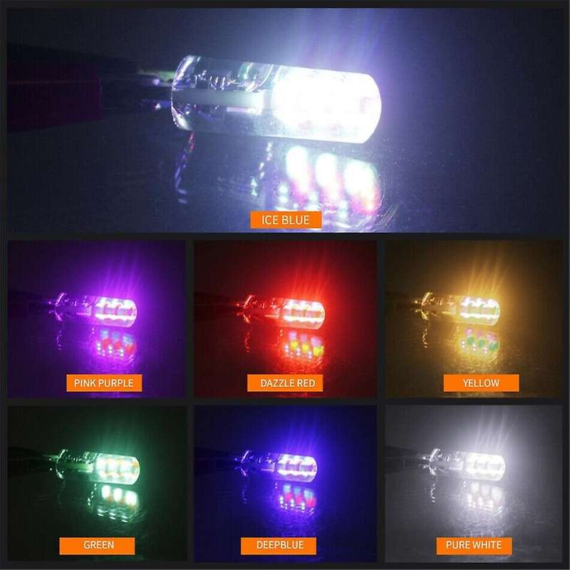 2X T10 5050 W5W 6 SMD Remote Control RGB LED Car Dome Reading Lights Lamp Bulb