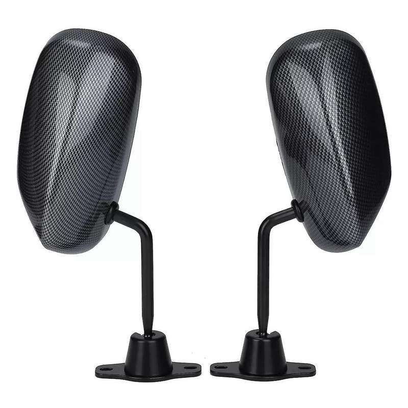2X Universal Car Carbon Fiber Autos Blue Rear View Mirror F1 Carbon Look Racing Side Mirror Glass &