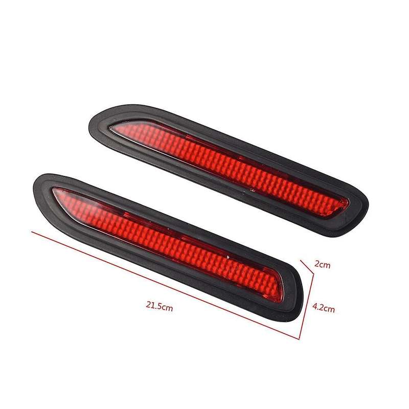 2X Universal Car Red Lens LED Bumper Reflectors Taillight Brake Fog Warning Light
