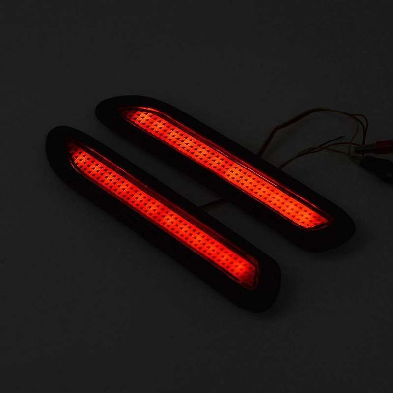 2X Universal Car Red Lens LED Bumper Reflectors Taillight Brake Fog Warning Light