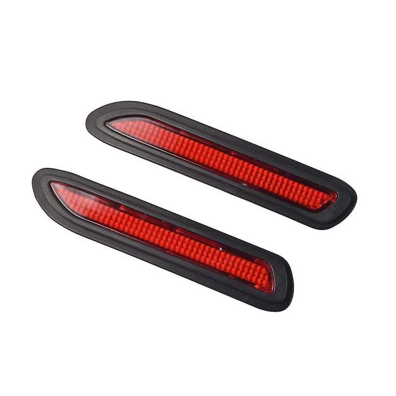 2X Universal Car Red Lens LED Bumper Reflectors Taillight Brake Fog Warning Light