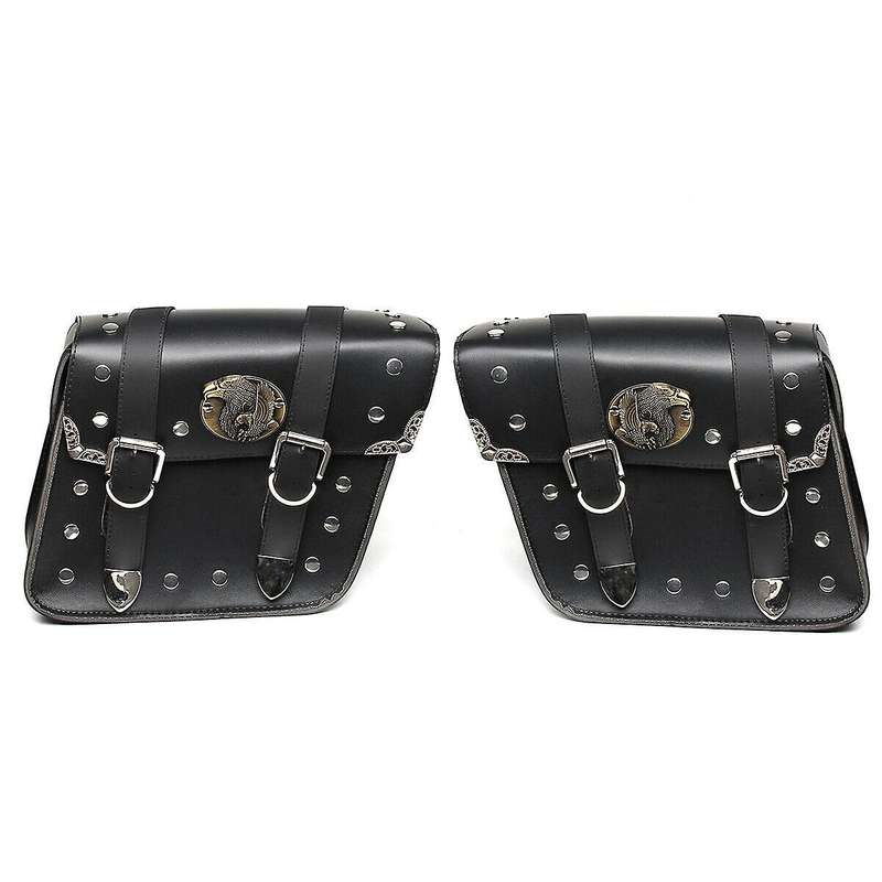 2X Universal PU Leather Motorcycle Motorbike Saddlebags Saddle Bags Pouch