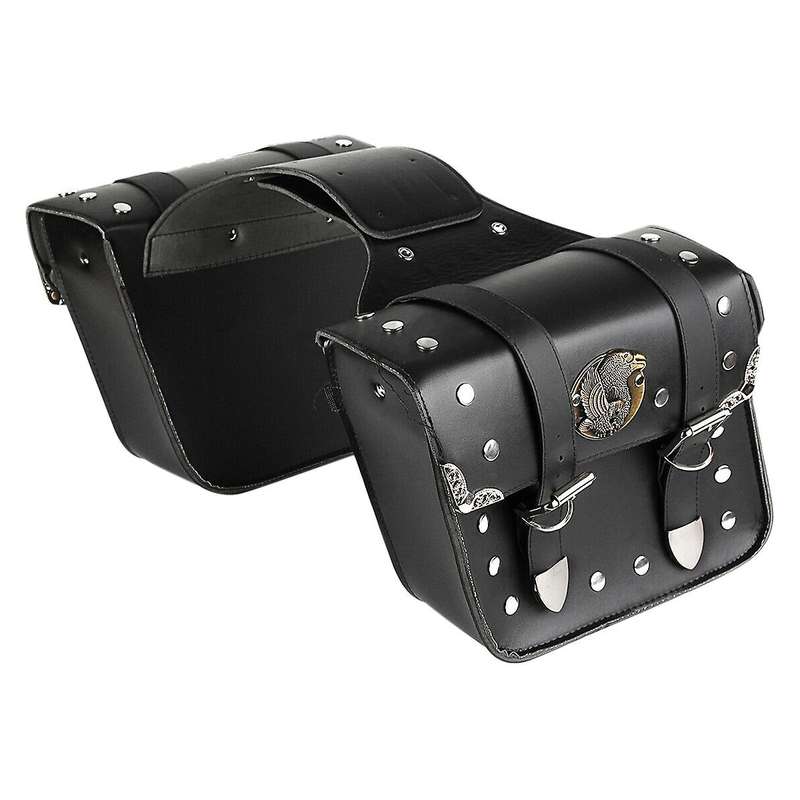2X Universal PU Leather Motorcycle Motorbike Saddlebags Saddle Bags Pouch