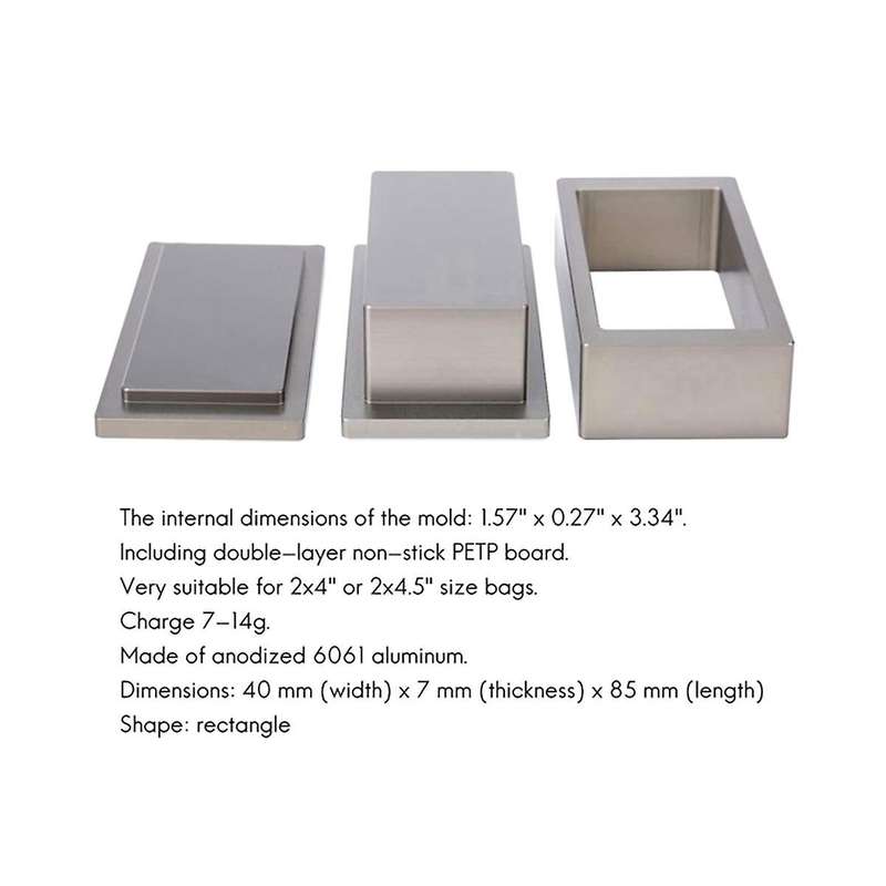 2x4in Rosin Machine Pre-pressing Plate Pure Aluminum Pre-pressing Mould Plate with Silicone Box