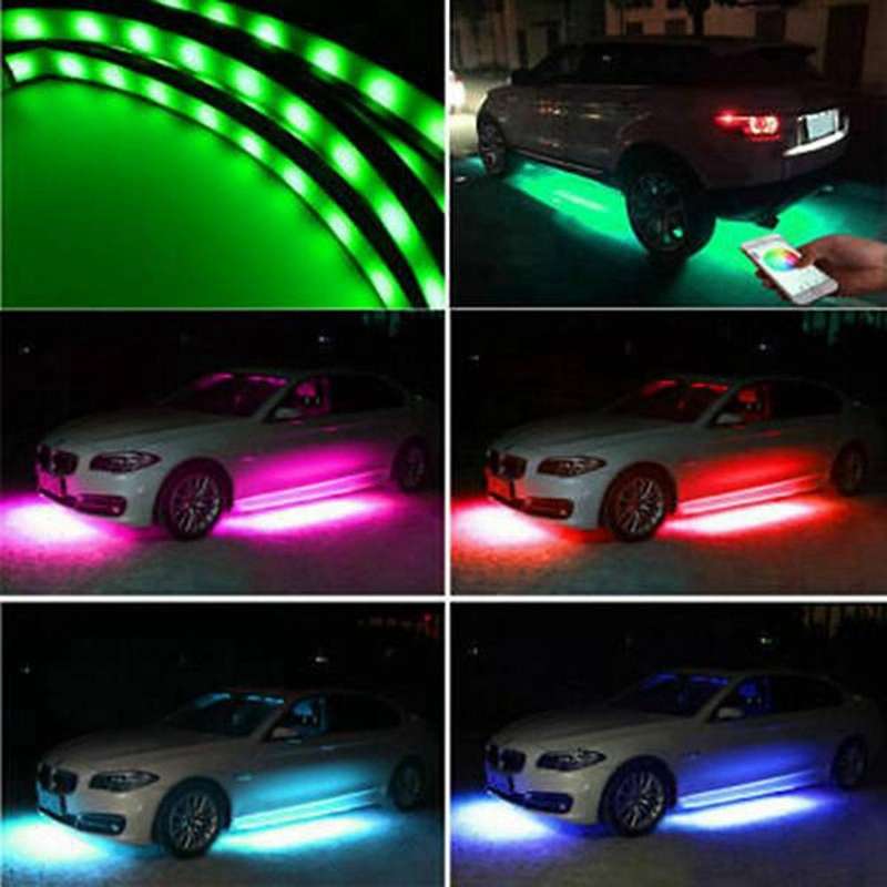 2X90CM +2X120CM Car LED Chassis Light APP Controlled RGB LED Light Bar Car Atmosphere Light Car Ligh