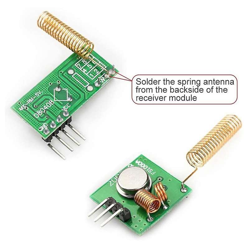 3 433 Mhz Radio Transmitter and Receiver Module + 433 Mhz Antenna Helical Spiral Spring Remote Con