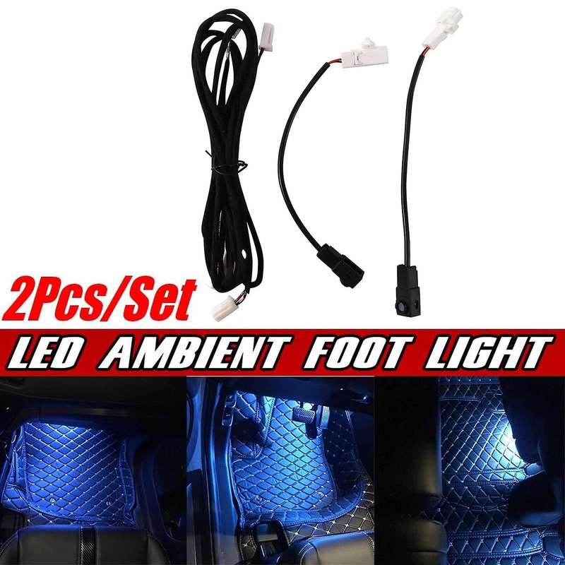 2XLED Atmosphere Blue Ambient Light for 2019-2021 Decorative Foot Lights Front Car Interior Neon Wir