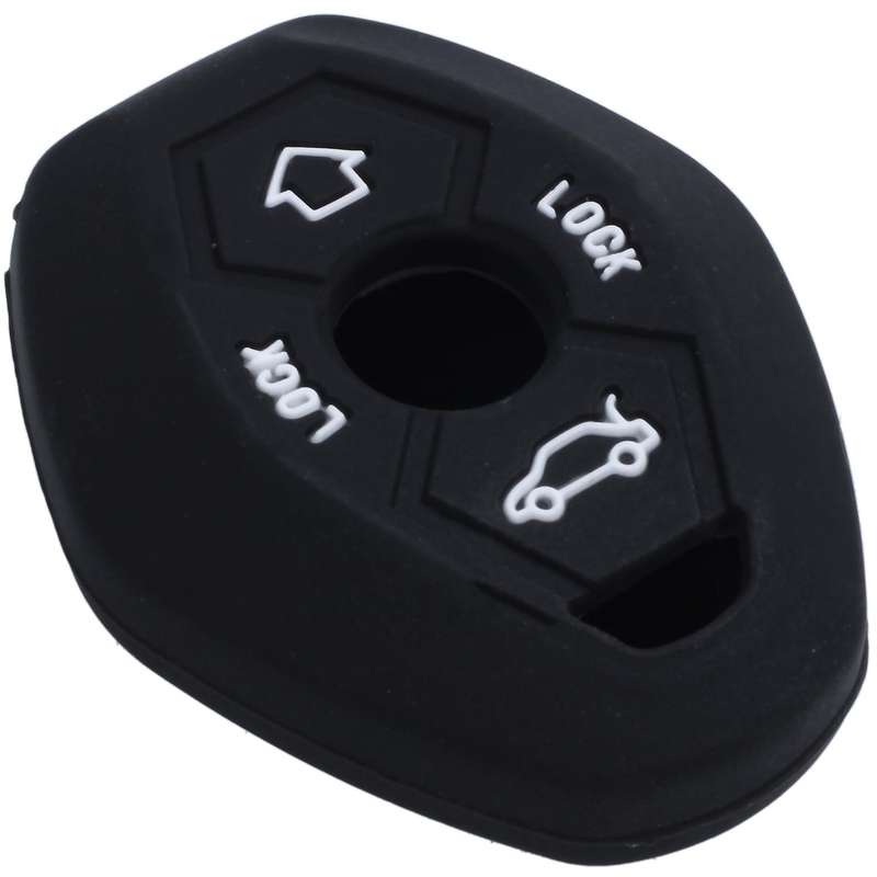 3 Button Remote Key Fob Silicone Case Cover Compatible E46 E39 E63 E36 E81x5 Z3 Z4, Black