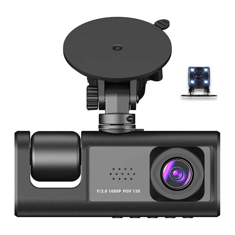 3 Camera Dash Cam 1080P 2 Inch Screen Dashcam Black Driver Recorder for Taxi CAR DVR Rear Camera Un