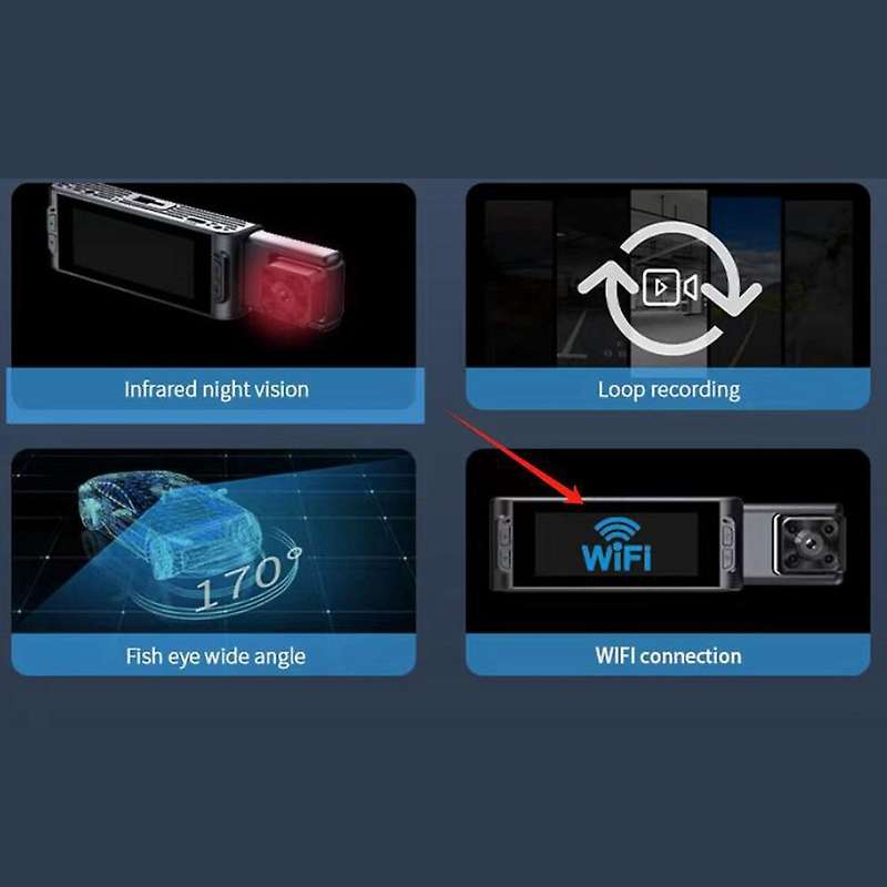 3 Camera Dash Cam 1080P 3.16 Inch Screen Dashcam with WiFi Driver Recorder for Taxi CAR DVR Rear Cam