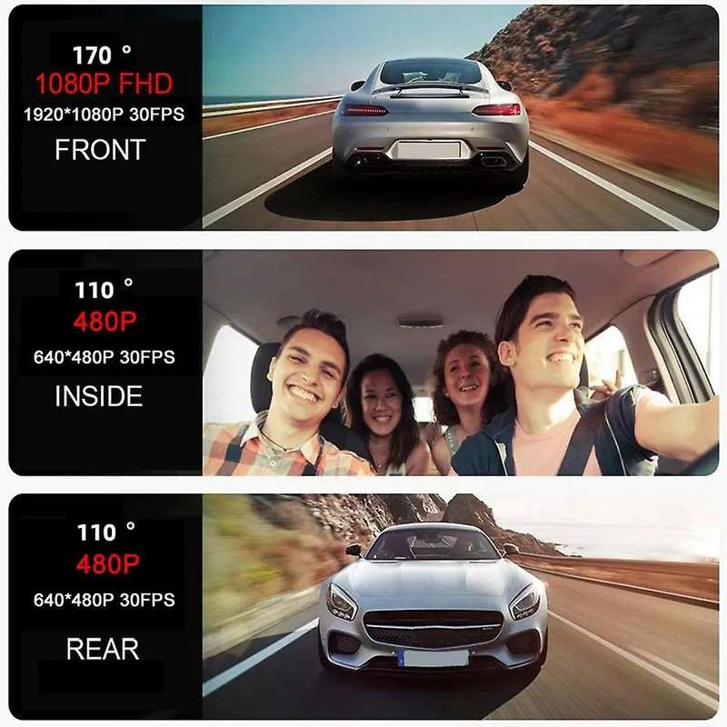 3 Camera Dash Cam 1080P 3.16 Inch Screen Dashcam with WiFi Driver Recorder for Taxi CAR DVR Rear Cam