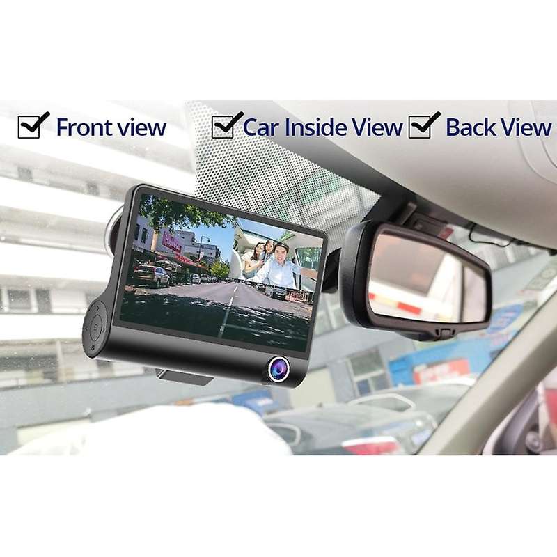 3 Cameras Lens 4.0 Inch Car DVR Camera Recorder FHD 1080P Night Vision Dash Cam Support Rearview Cam