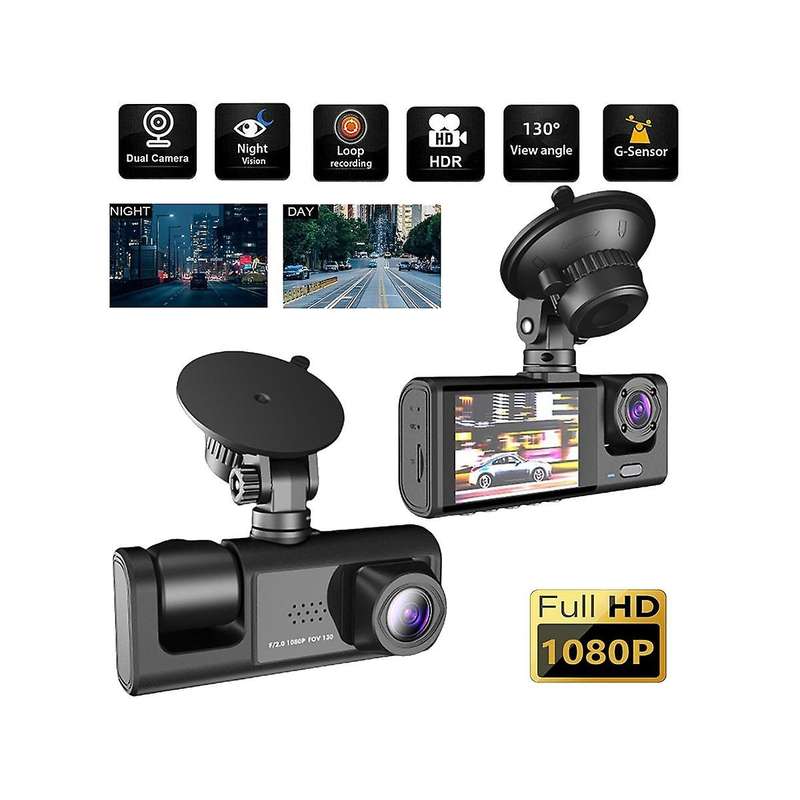 3 Channel Car Dvr Camera , 1080p Dash Camera 3 Way Car Camera with Ir Night Vision, Loop Recording,