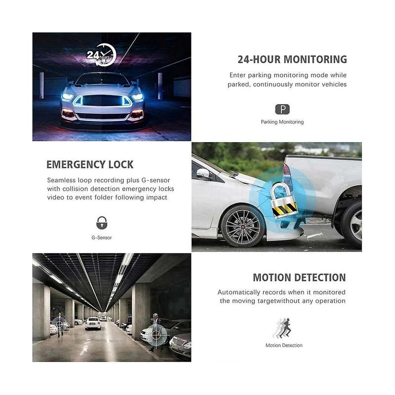 3 Channel Car Dvr Camera , 1080p Dash Camera 3 Way Car Camera with Ir Night Vision, Loop Recording,