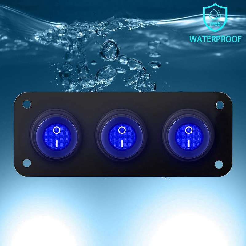 3 Gang 12-24V Toggle Rocker Switch Panel LED Breaker Waterproof for Auto Automotive Lights Car Marin