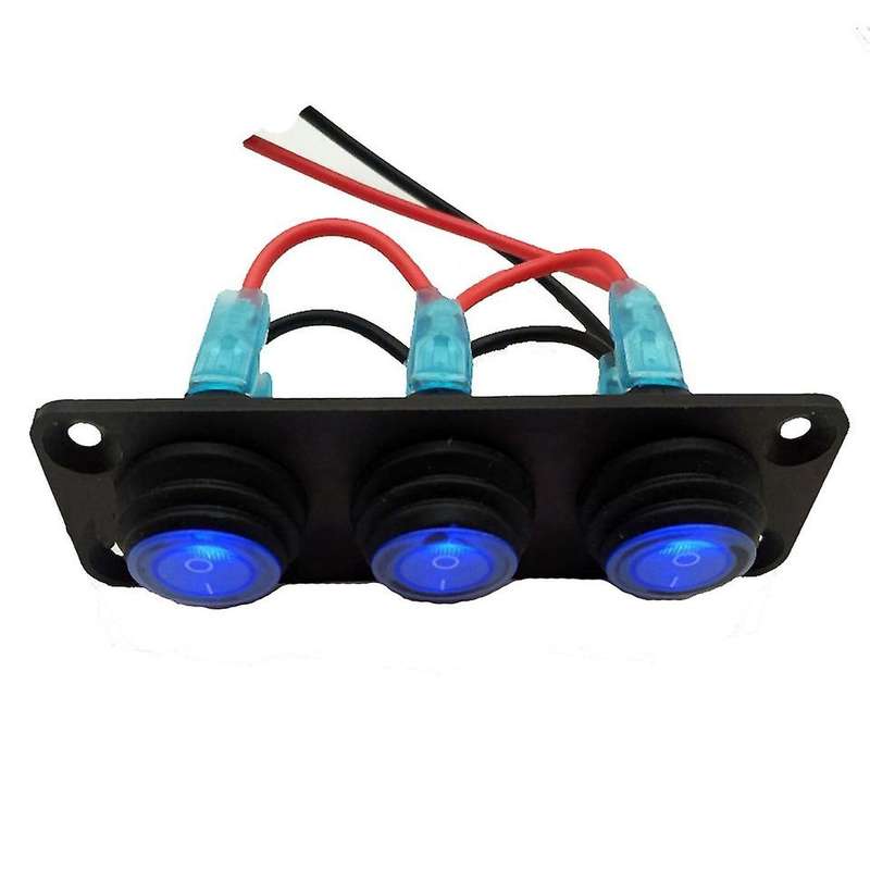 3 Gang 12-24V Toggle Rocker Switch Panel LED Breaker Waterproof for Auto Automotive Lights Car Marin