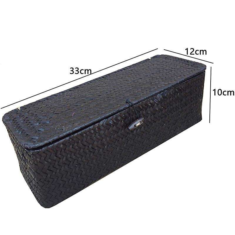 3 Compartment Storage Box Wicker Rattan Basket with Cover Sundries Holder Case Container Desktop Org