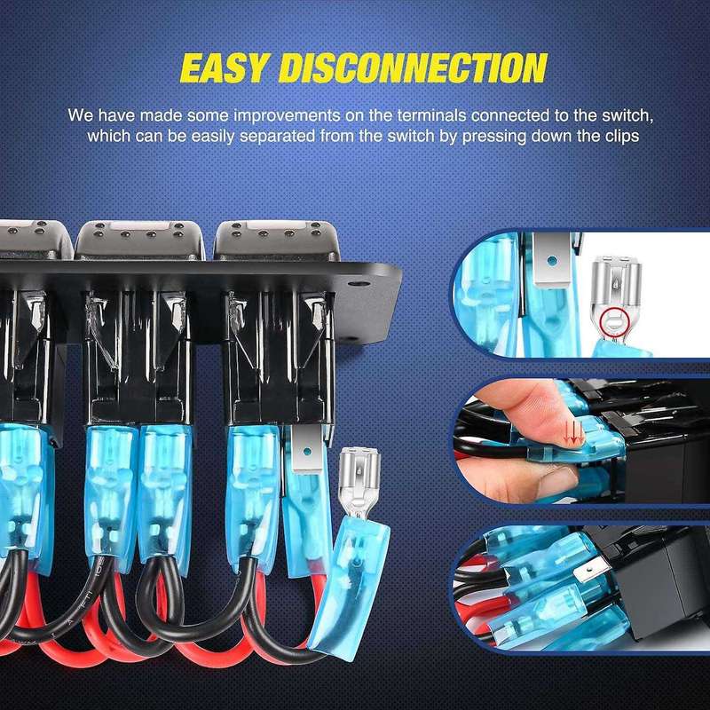 3 Gang Aluminum Panel Toggle Dash 5 Pin ON/Off Pre-Wired Rocker Switch Holder for Automotive Car Mar