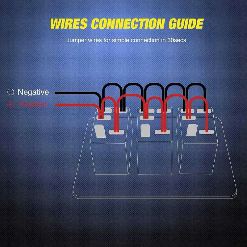 3 Gang Aluminum Panel Toggle Dash 5 Pin ON/Off Pre-Wired Rocker Switch Holder for Automotive Car Mar