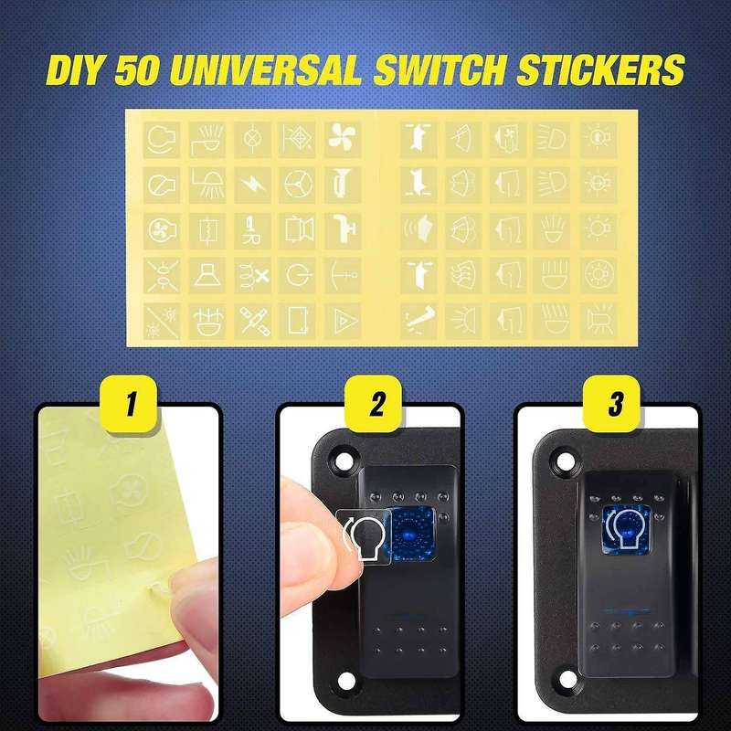3 Gang Aluminum Panel Toggle Dash 5 Pin ON/Off Pre-Wired Rocker Switch Holder for Automotive Car Mar