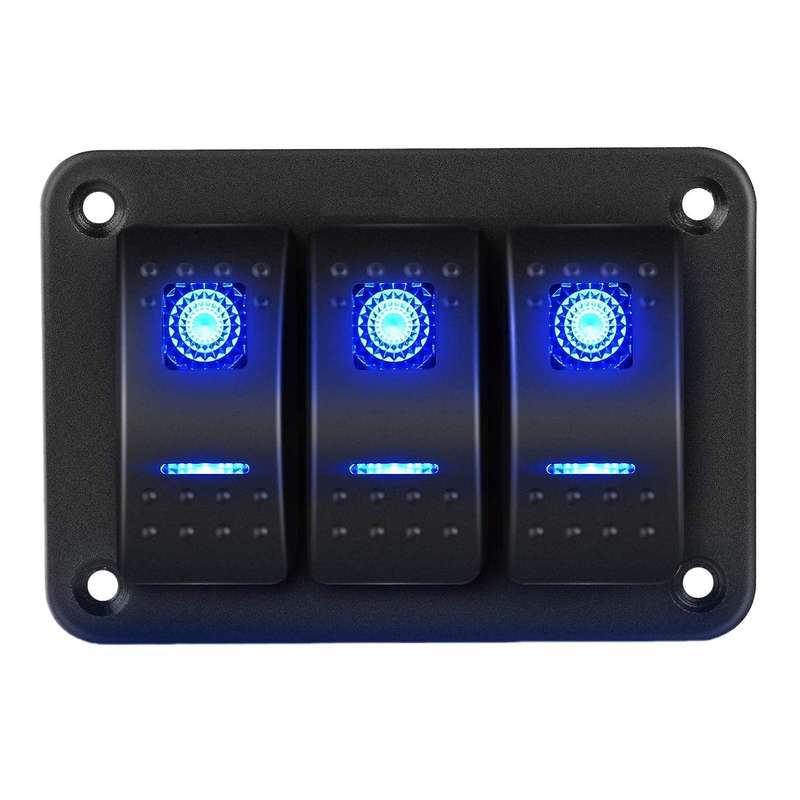 3 Gang Aluminum Panel Toggle Dash 5 Pin ON/Off Pre-Wired Rocker Switch Holder for Automotive Car Mar
