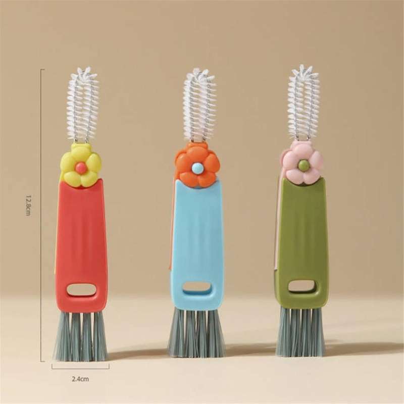 3 in 1 Cup Lid Cleaning Brush, Crevice Cleaning Brush for Bottle Tight Spaces Cup, 3 in 1 Multifunc