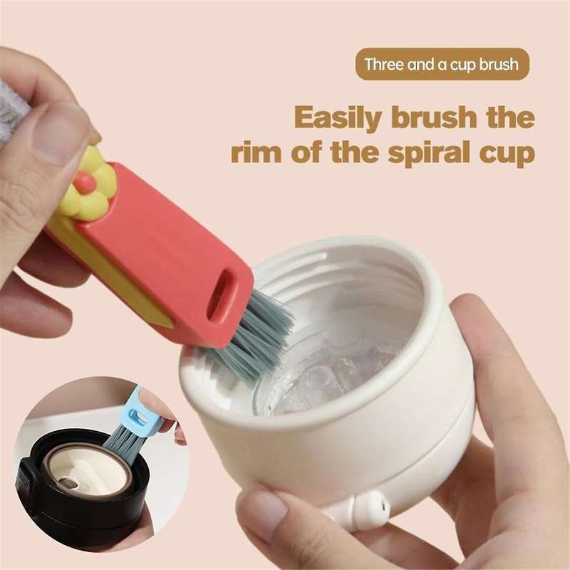3 in 1 Cup Lid Cleaning Brush, Crevice Cleaning Brush for Bottle Tight Spaces Cup, 3 in 1 Multifunc