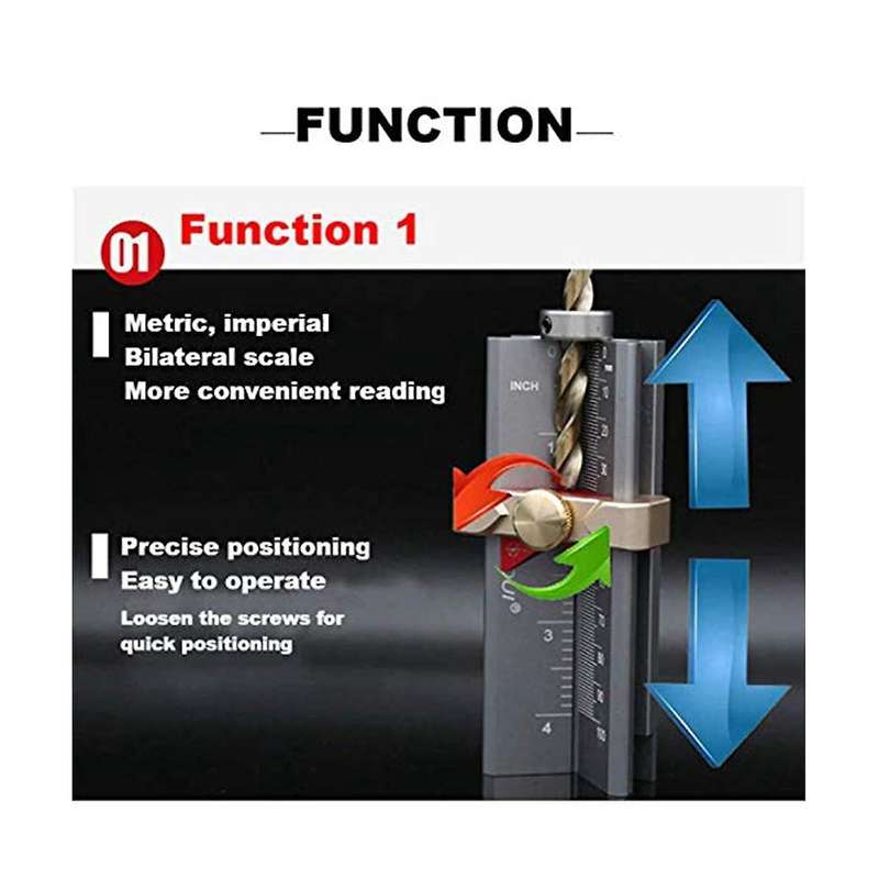 3 In 1 Drill Depth Measuring Gauge, Limited Rings Installation Assist Woodworking Tool Drill Point A