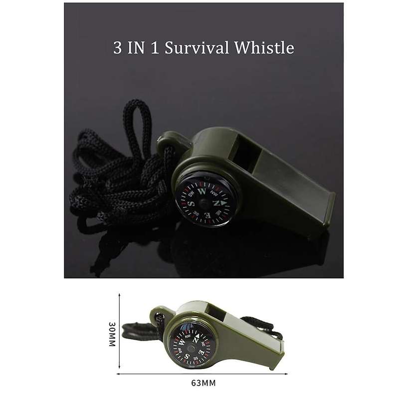 3 in 1 Emergency Survival Whistle Compass Thermometer Cheerleading Whistle Camping Hiking Outdoor Eq