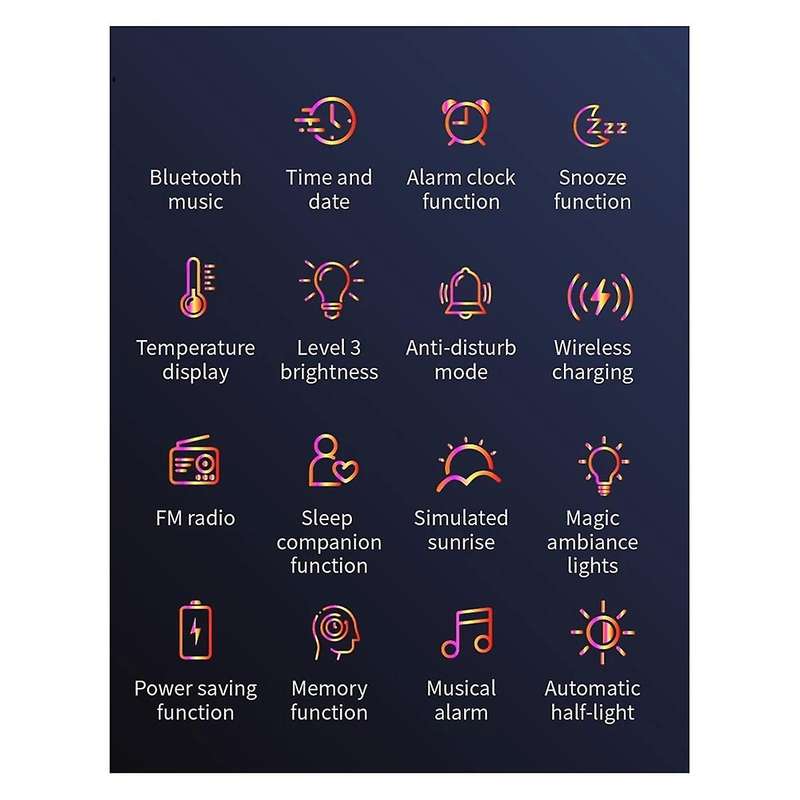 3 In 1 Multi-function Night Light with Wireless Charging Bluetooth Speaker Smart Alarm Clock Atmosph