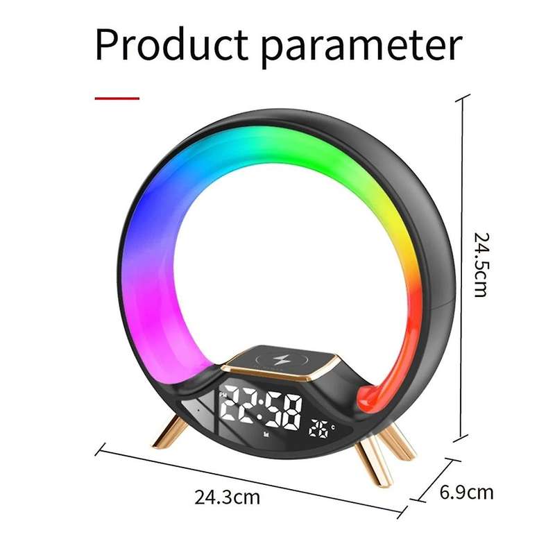3 In 1 Multi-function Night Light with Wireless Charging Bluetooth Speaker Smart Alarm Clock Atmosph
