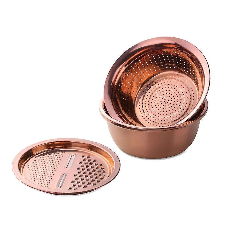 3 in Stainless Steel Drain Pot Food Chopper Vegetable Cutter Peeler Grater Kitchen Accessories-Rose